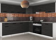 Kuchynská linka Belini 420 cm eben kráľovský s pracovnou doskou Uniqagrande  TOR UNIQAPLUS/4/WT/HK/0/B1