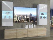 Obývacia stena 200 cm Belini biely lesk / dub sonoma Imperium7  IMP 7/5/W/WDS/0/0