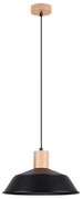 Závesné svietidlo Fano, 1x čierne kovové tienidlo, drevo