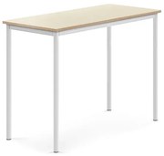 Stôl SONITUS, 1200x600x900 mm, HPL - breza, biela