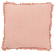 Lososový ľanový polšář so strapcami Franje - 45 * 45cm