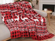 Vianočná mikroplyšová deka NORDIC DEERS, červená Rozmer: 200 x 220 cm