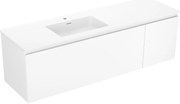 Mexen Orio, kúpeľňová skrinka 160 cm s ľavým umývadlom Otis, 1S, 1D, biela matná, 91A13-16047-3-BBFF01-W18L01