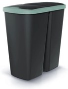 Odpadkový kôš DUO čierny, 45 l, zelená / čierna