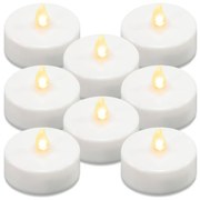 Sada batériových čajových sviečok s časovačom, biela, 8 ks