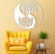 Drevený strom života jing jang - Biela