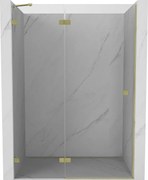 Mexen, Mexen Lunar ľavé výklopné sprchové dvere 130 cm, transparentné, brúsené zlaté - 834-130-000-55-00-L
