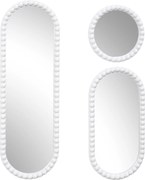 Zrkadlo Pebble, biele, sada 3ks