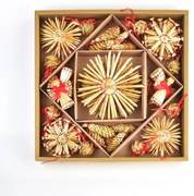 Sada vianočných slamených ozdôb, prírodná, 56 ks