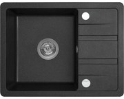 Laveo Stella, 1-komorový granitový drez 580x440x163 mm s krátkym odkvapávačom, čierna, LAV-SBY_713T