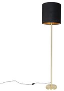 Klasická stojaca lampa mosadz s čiernym tienidlom 40 cm - Simplo