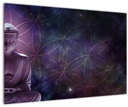 Obraz - Budha s kvetmi života (90x60 cm)