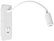 LED Flexibilná nástenná lampička s USB BASE 1xLED/8W+1xLED/2W/230V biela