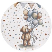Koberec BONO 9614 medvedík / balóny, krémový / svetlosivý, kruh