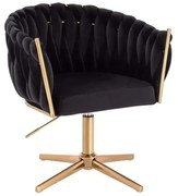 LuxuryForm DESIGN Kreslo NORDEN VELUR na zlatom kríži - čierne