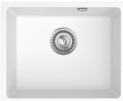 Sink Quality Crypton 55, kuchynský granitový drez 460x375x205 mm + chrómový sifón, biela, SKQ-CRY.W.1KBO.55.X
