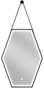 Mexen Orla kúpeľňové zrkadlo s podsvietením 50 x 70 cm, LED 6000K, ochrana proti zahmleniu, čierny rám - 9815-050-070-611-70