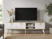 TV stolík CAROL 160 cm, biela/zlatá