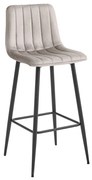Barová stolička POZZA zamatová tmavobéžová (čierne nohy)