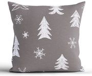 Vianočná bavlnená obliečka na vankúšik Renforcé 40 × 40 cm - Stromčeky šedé