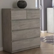 Komoda s 5 zásuvkami Carlos, šedý betón, 75 cm%