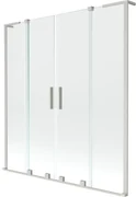 Mexen Velar L Duo, 2-krídlová posuvná vaňová zástena 150 x 150 cm, 8mm číre sklo, brúsená oceľ, 896-150-003-02-97