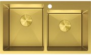 Mexen Xorin, 2-komorový nerezový drez 780 x 450 mm, brúsená zlatá, 6441782000-55