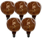 Sada 5 stmievateľných LED žiaroviek E27 T125 hnedá 4W 120 lm 1800K