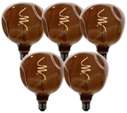 Sada 5 stmievateľných LED žiaroviek E27 T125 hnedá 4W 120 lm 1800K