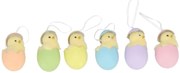 6ks závesná dekorácia kuriatko vo farebnom vajíčku - 7*11 cm