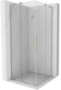 Mexen Velar L Duo, sprchový kút s posuvnými dverami 90 x 90 cm, 8mm číre sklo, brúsená oceľ, 871-090-090-02-03-97
