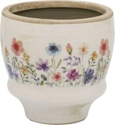Béžový antik keramický obal kvetináč s kvetmi Fleurville M - Ø 14*12 cm