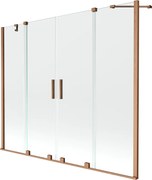 Mexen Velar Duo, 2-krídlová posuvná vaňová zástena 170 x 150 cm, 8mm číre sklo, medený matný profil, 896-170-000-02-65