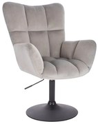 LuxuryForm DESIGN Otočné kreslo AURORA VELUR na čiernom tanieri - svetlosivé