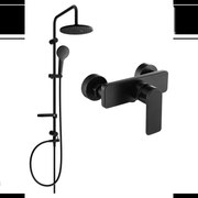 Mexen Erik stenová sprchová súprava s dažďovými tryskami a sprchovou batériou Cetus, čierna - 744340205-70