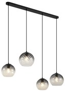 Art Deco závesná lampa čierna s dymovým sklom obdĺžniková 4-svetlá - Bao