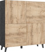 XXXLutz VYSOKÁ KOMODA, antracitová, farba duba košíčkatého, 120/128/39 cm P & B - Online Only drobný nábytok - 002778008204