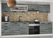 Kuchynská linka Belini 240 cm šedý antracit Glamour Wood s pracovnou doskou Marika2  TOR MARIKA2/4/WT/GW1/0/B1