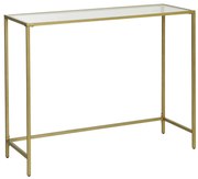 Moderný konzolový stolík sklenený, zlatá farba