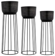 Eglo 428096 - SADA 3x Kovový kvetináč OKAYAMA čierna EG428096