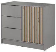 Nelly 2D komoda s lištami, dub artisan, šedá