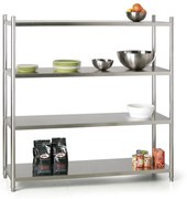 Nerezový policový regál, 1550 x 1490 x 470 mm, 4 police