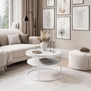 KONFERENČNÝ STOLÍK LEONARDO S POLICOU BIELY LESK + BIELY