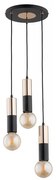 Luster na lanku BOLID 3xE27/60W/230V zlatá/čierna
