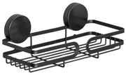 Čierna nástenná polica do kúpeľne Wenko Static-Loc® Pavia, šírka 26 cm
