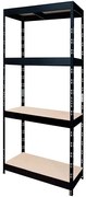 Skladový kovový regál nitovaný čierny 180x75x35 cm - 4 políc/200 kg