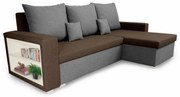 Rohová sedacia súprava s funkciou spania SAMI Cappuccino/sivá