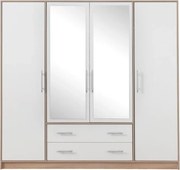 Šatník Smart 200 cm, dub sonoma / biela, zrkadlo