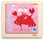 Viga drevené puzzle 4 dieliky - krab