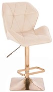 LuxuryForm DESIGN Barová stolička MILANO MAX VELUR na zlatej hranatej podstave- krémová